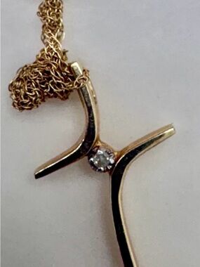 Vintage 10kt Gold and Diamond Bypassing Cross Pendant